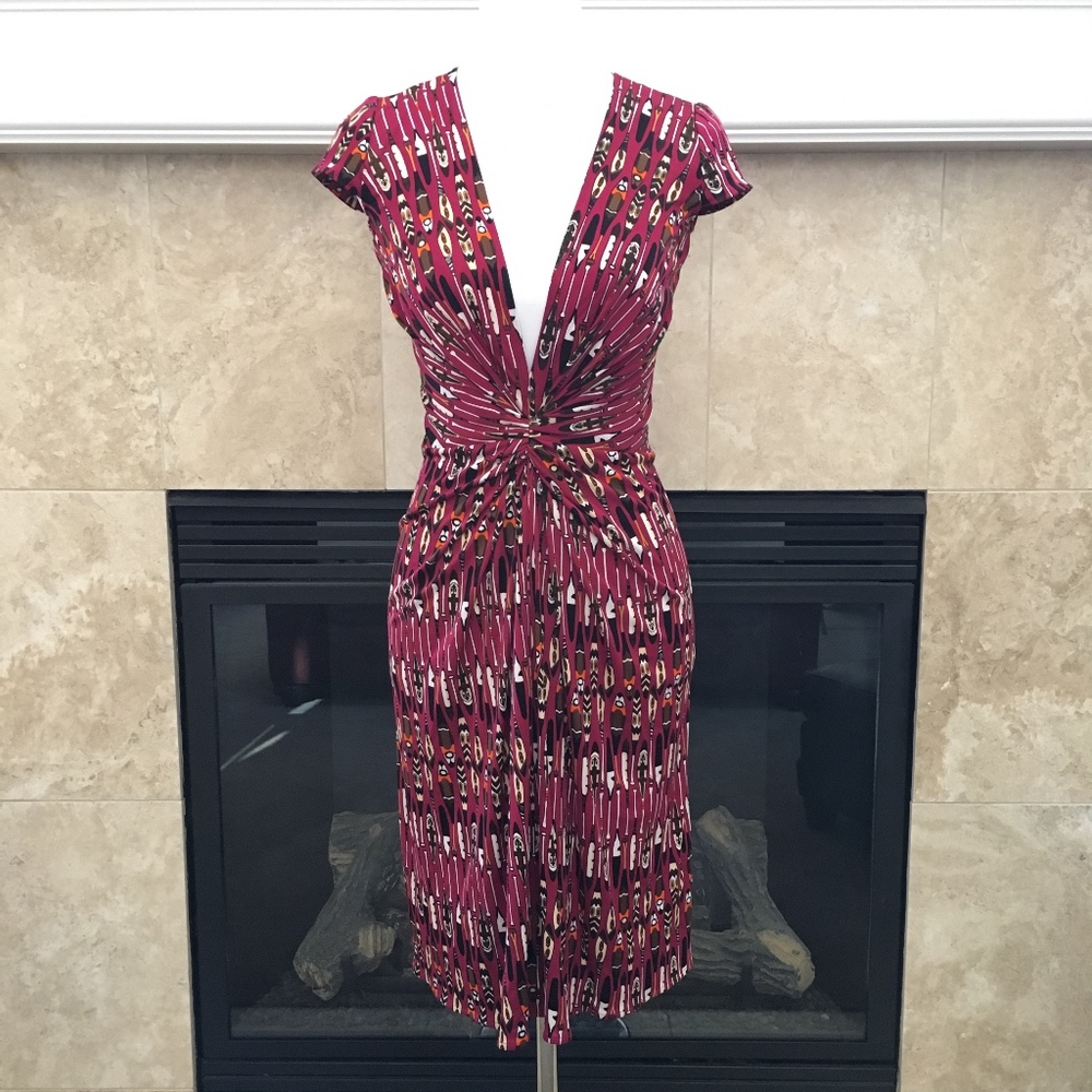 Issa London pink oar print cap sleeve dress 2 $468